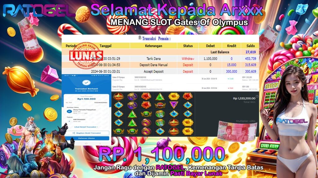 BUKTI JACKPOT SLOT GATES OF OLYMPUS TERPERCAYA DI INDONESIA TGL 30-06-2024