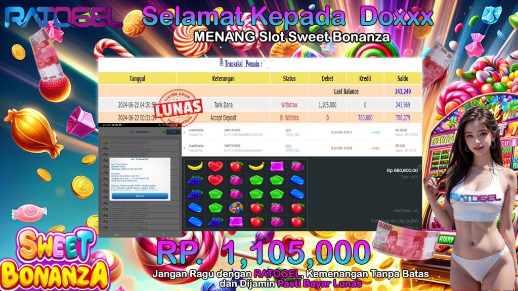 BUKTI JACKPOT SLOT SWEET BONANZA TERPERCAYA DI INDONESIA TGL 22-06-2024