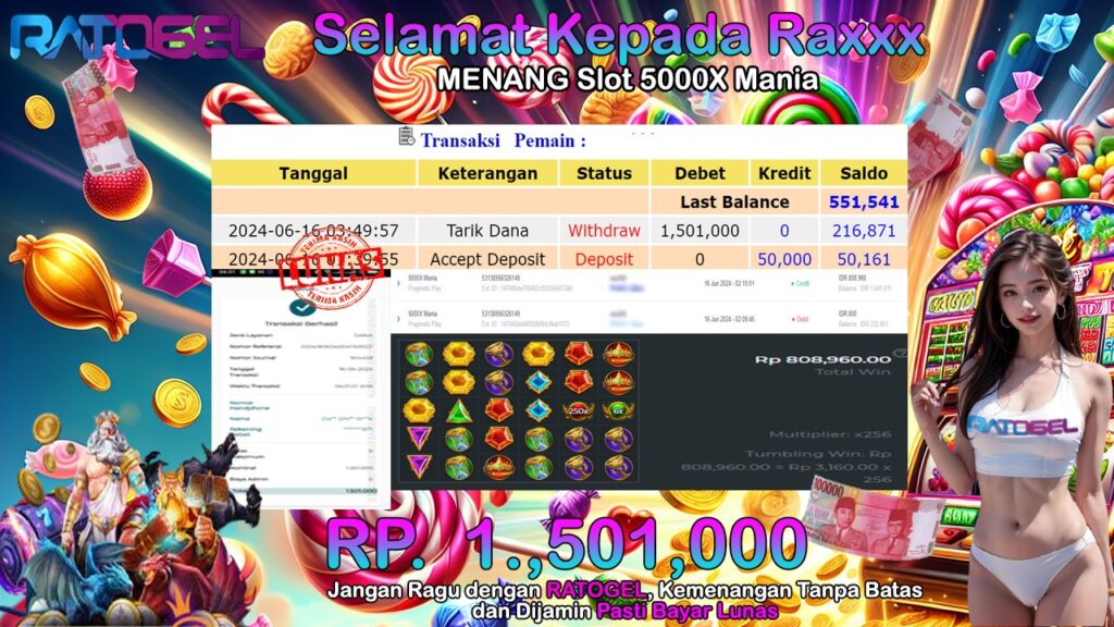 BUKTI JACKPOT SLOT 5000X MANIA TERPERCAYA DI INDONESIA TGL 16-06-2024