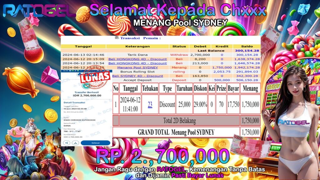 BUKTI JACKPOT TOGEL POOL SYDNEY TERPERCAYA DI INDONESIA TGL 13-06-2024