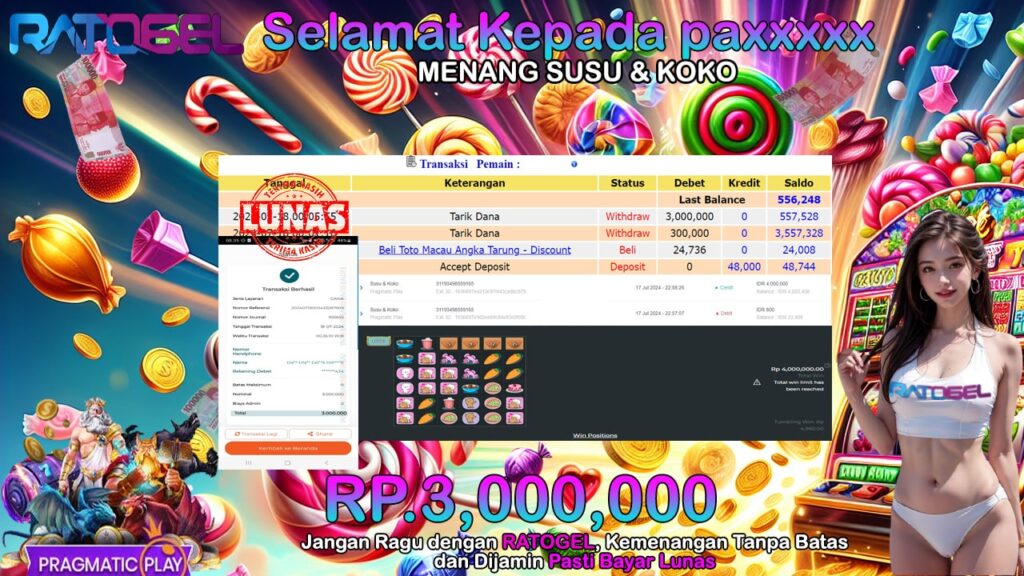 BUKTI JACKPOT SLOT CUCU & KOKO TERPERCAYA DI INDONESIA TGL 18-07-2024