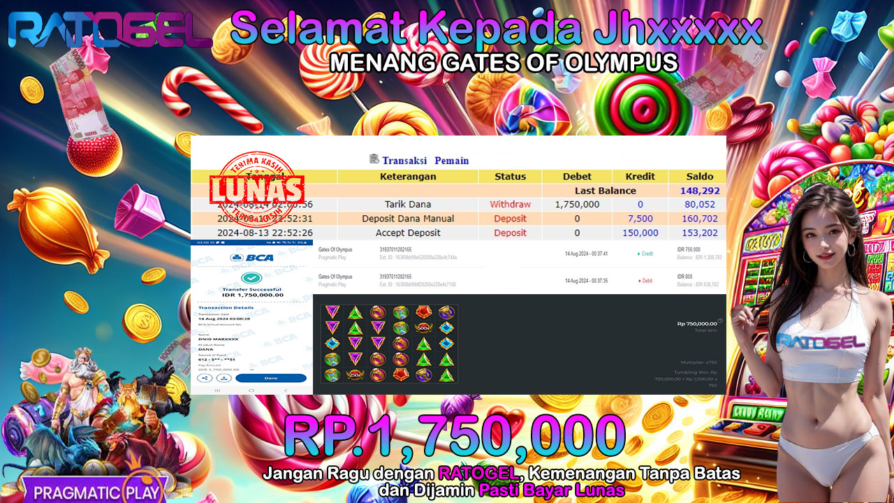 BUKTI JACKPOT SLOT GATES OF OLYMPUS  TERPERCAYA DI INDONESIA TGL 14-08-2024