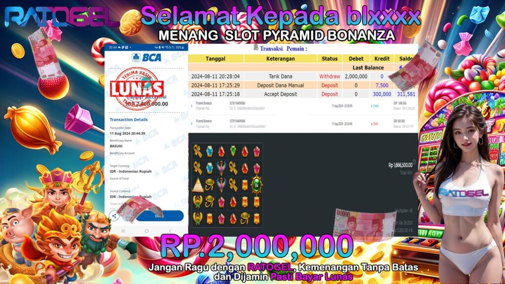 BUKTI JACKPOT SLOT PYRAMID BONANZA TERPERCAYA DI INDONESIA TGL 11-08-2024