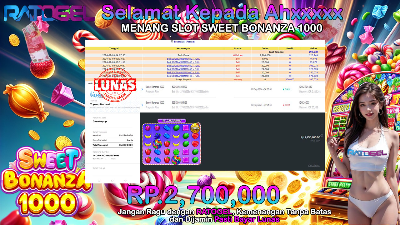 BUKTI JACKPOT SLOT SWEET BONANZA 1000 TERPERCAYA DI INDONESIA TGL 03-09-2024