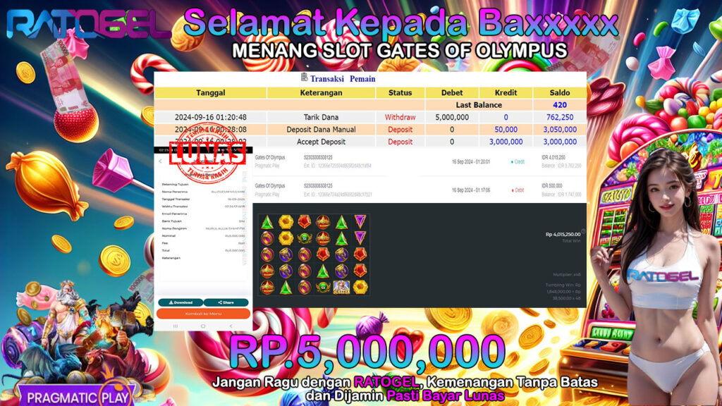 BUKTI JACKPOT SLOT GATES OF OLYMPUS TERPERCAYA DI INDONESIA TGL 16-09-2024