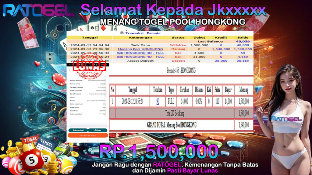 BUKTI JACKPOT TOGEL POOL HONGKONG  TERPERCAYA DI INDONESIA TGL 13-09-2024